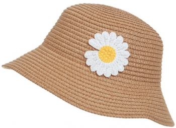 Palarie paie copii cu crizantema PAMI PFT-1221-180 48-54 Camel 