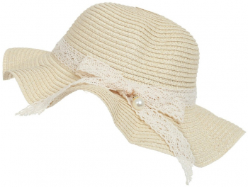 Palarie paie copii cu dantela PAMI PFT-1221-177 51-52 Bej 