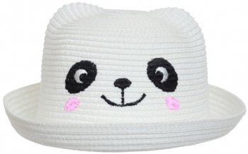 Palarie paie cu urechi panda pentru fetita PAMI PFT-1221-188 52 cm Alb 