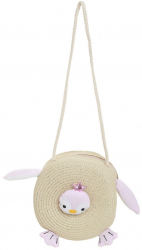 Poseta fetita din paie cu pinguin PAMI GF-1221-179 17 cm Bej
