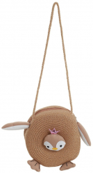 Poseta fetita din paie cu pinguin PAMI GF-1221-179 17 cm Camel