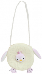 Poseta fetita din paie cu pinguin PAMI GF-1221-179 17 cm Crem