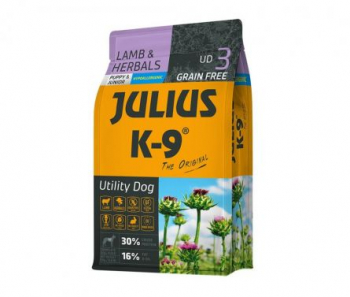 Julius K9 Puppy Utility Dog - Hrana uscata super-premium hipoalergenica - Miel si Ierburi - 10kg 