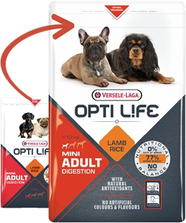 Opti Life Adult Digestion Mini cu miel fara gluten hrana uscata caini alergici talie mica Versele Laga 2 5 kg 
