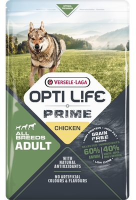 Opti life Prime adult chicken 12.5 kg hrana uscata cu pui fara cereale pentru toate rasele de caini 