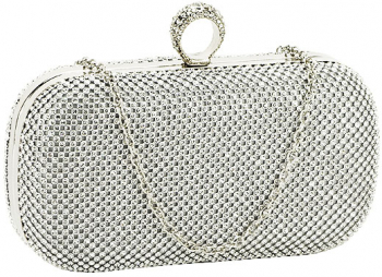 Geanta clutch argintiu cu pietricele L-1061 05