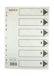 Index din Plastic EVOffice Numerotat de la 1 la 6 Format A4 - EVIP16 