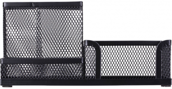 Suport Birou Deli 3 Compartimente Plasa Metalica Negru 