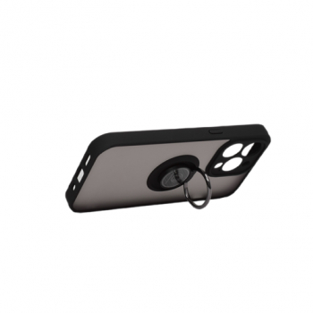 Husa de protectie bumper cu inel magnetic tip stand pentru Apple Iphone 13 Pro Max Negru-translucid KOF-BBL4392 