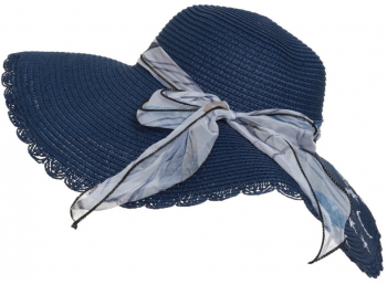 Palarie plaja dama brodata PAMI PD-1221-255 57 cm Bleumarin 
