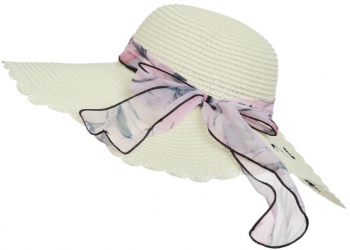 Palarie plaja dama brodata PAMI PD-1221-255 57 cm Crem 