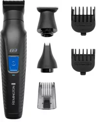 Set De Tuns Barba Si Parul 6 In 1 Remington Graphite Series Invelis Din Grafit Auto-ascutire Lama 30 Mm Fara Cablu Lavabile Negru/Albastru 