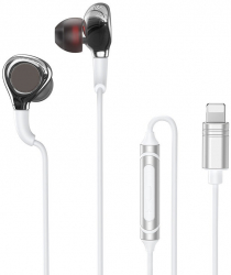 Casti pentru iPhone microfon incorporat conector Lightning Metalice Silver HUR-BBL5104 