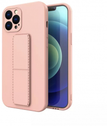 Husa pentru iPhone 13 Pro protectie cu stand metalic magnetic silicon Roz HUR-BBL5166 