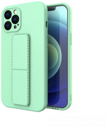 Husa pentru iPhone 13 Pro protectie cu stand metalic magnetic silicon Verde Menta HUR-BBL5167 