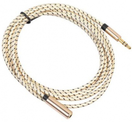 Cablu audio prelungitor cu mufa Jack 3.5mm mama si tata cablu ultra rezistent si flexibil 5 metri Auriu SHO662