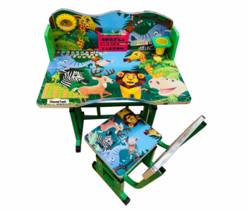 Birou KlaussTech cu Scaun pentru copii Reglabile Metal si Lemn Birou 69x45x62 cm Scaun 30x33x60 cm Sarcina maxima 20 kg Verde 