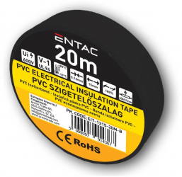 Banda Izolatoare Model Negru 0.13x15mm 20m Lungime Entac - Banda Izolatoare PVC pentru Cabluri Electrice