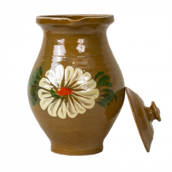Cana din lut capacitate 2l pictata traditional cu capac / EXT 5690 