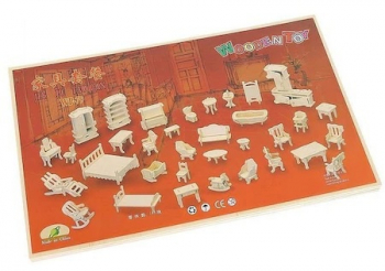 Set 34 piese mobilier din lemn pentru casuta papusi 