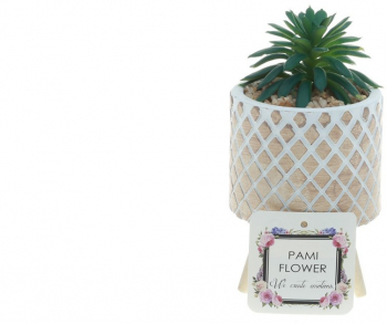 Plante suculente artificiale PAMI in ghiveci stil boho F1021-38 7.5x14cm Model D 