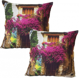 Set 2 fete perna print peisaj urban cu flori 43x43 cm EHA 16 