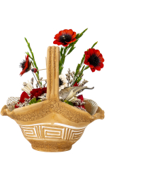 Aranjament cos mijlociu din ceramica cu flori / EXT 10192 