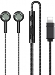 Casti in-ear metalice compatibile Apple cu conector Lightning microfon incorporat 1.2m Negru metalic SOHO5101 