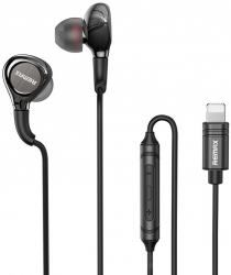 Casti in-ear metalice compatibile Apple cu conector Lightning microfon incorporat 1.2m Negru SOHO5103 