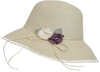Palarie de paie cu floare pentru dama PAMI PD-1221-250 57 cm Crem 