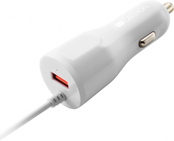 Incarcator Auto cu Cablu Lightning Incorporat C-033 ALB CNE-CCA033W