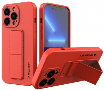 Husa de protectie cu stand metalic pentru iPhone 13 Pro din silicon Rosu SOHO5163 