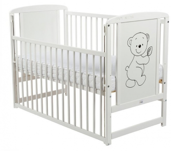 BabyNeeds - Patut din lemn Timmi 120x60 cm cu laterala culisanta Alb