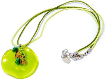 Colier Zola cu snur si sticla de Murano verde