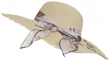 Palarie plaja dama brodata PAMI PD-1221-255 57 cm Bej 