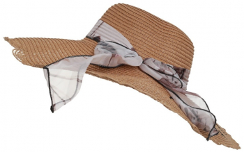 Palarie plaja dama brodata PAMI PD-1221-255 57 cm Camel 
