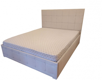 Pat Tapitat Regal 160 cm x 200 cm Alb murdar din Stofa 