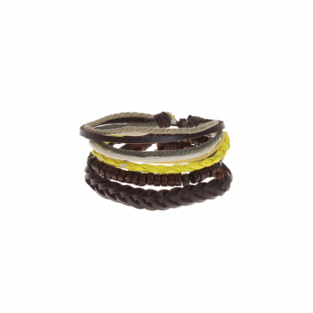 Set 3 bratari barbat tip piele PAMI JB-1221-1 Reglabile Multicolor Model 4