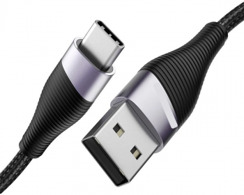 Cablu incarcare fast charge si transfer date USB 3.0 la Type-C 3A 2M ranforsat Gri SOHO5174 