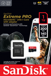 Card de memorie SanDisk Extreme PRO microSDXC 1TB pana la 200MB/s and 140MB/s Read/Write speeds A2 C10 V30 UHS-I U3 + SD Adapter 