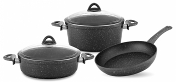 Set vase de gatit HASCEVHER GRANITE ROSY 5 piese culoare negru 