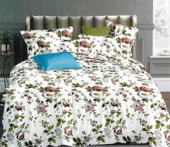 Lenjerie de pat matrimonial cu husa elastic pat si fata perna patrata Daruka bumbac mercerizat multicolor 
