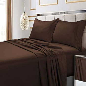 Lenjerie de pat pentru o persoana cu husa elastic pat si fata perna dreptunghiulara Bronco bumbac ranforce densitate 120 g/mp Brown 