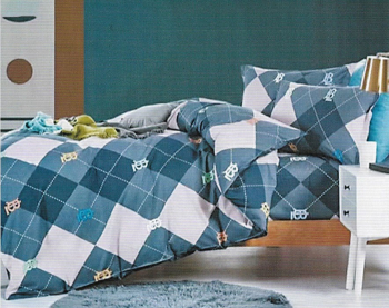 Lenjerie de pat pentru o persoana cu husa de perna patrata Carouri bumbac ranforce gramaj tesatura 120 g/mp multicolor 3 piese 