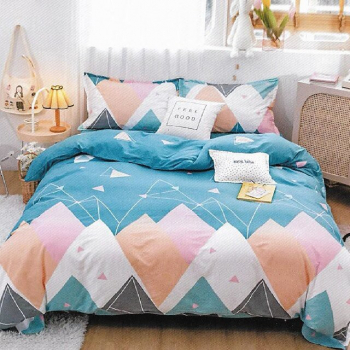 Lenjerie de pat pentru o persoana cu 2 huse de perna dreptunghiulara Graphic bumbac ranforce gramaj tesatura 120 g/mp multicolor 