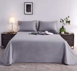 Lenjerie de pat pentru o persoana cu husa elastic pat si fata perna patrata Pittsburgh bumbac ranforce gramaj tesatura 120 g/mp Gri 