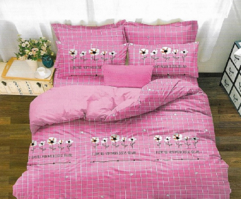 Lenjerie de pat matrimonial cu husa elastic pat si 4 fete perna patrata Rose Glory bumbac mercerizat multicolor 