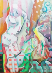 Tablou Modern Abstract Cadere in Gol 80x60cm Pictat Manual 