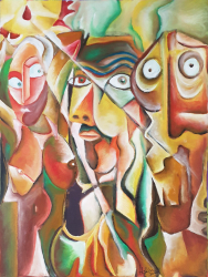 Tablou Modern Privitorii 80x60cm Pictat Manual 