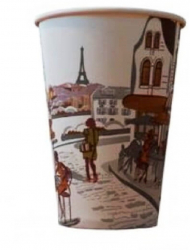 Set 100 Pahare din Carton 12 Oz 330 ml Model City Life-PC12MC 